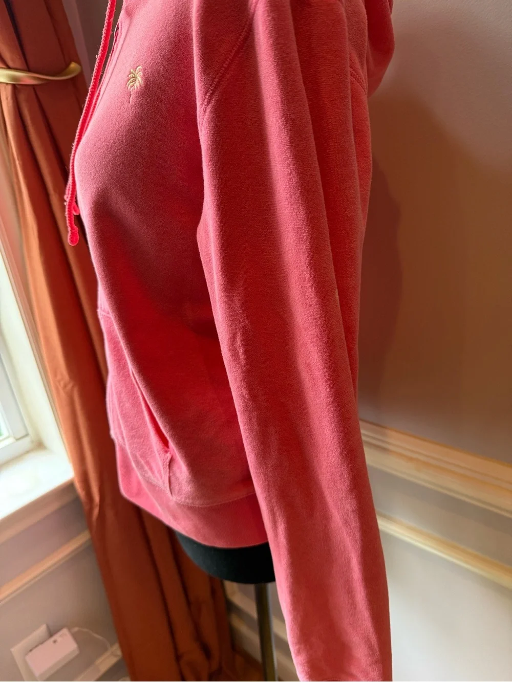 Vintage Lilly Pulitzer Pink Terry Cloth Zip Hoodie Palm Tree Logo Size M - Picture 7 of 11